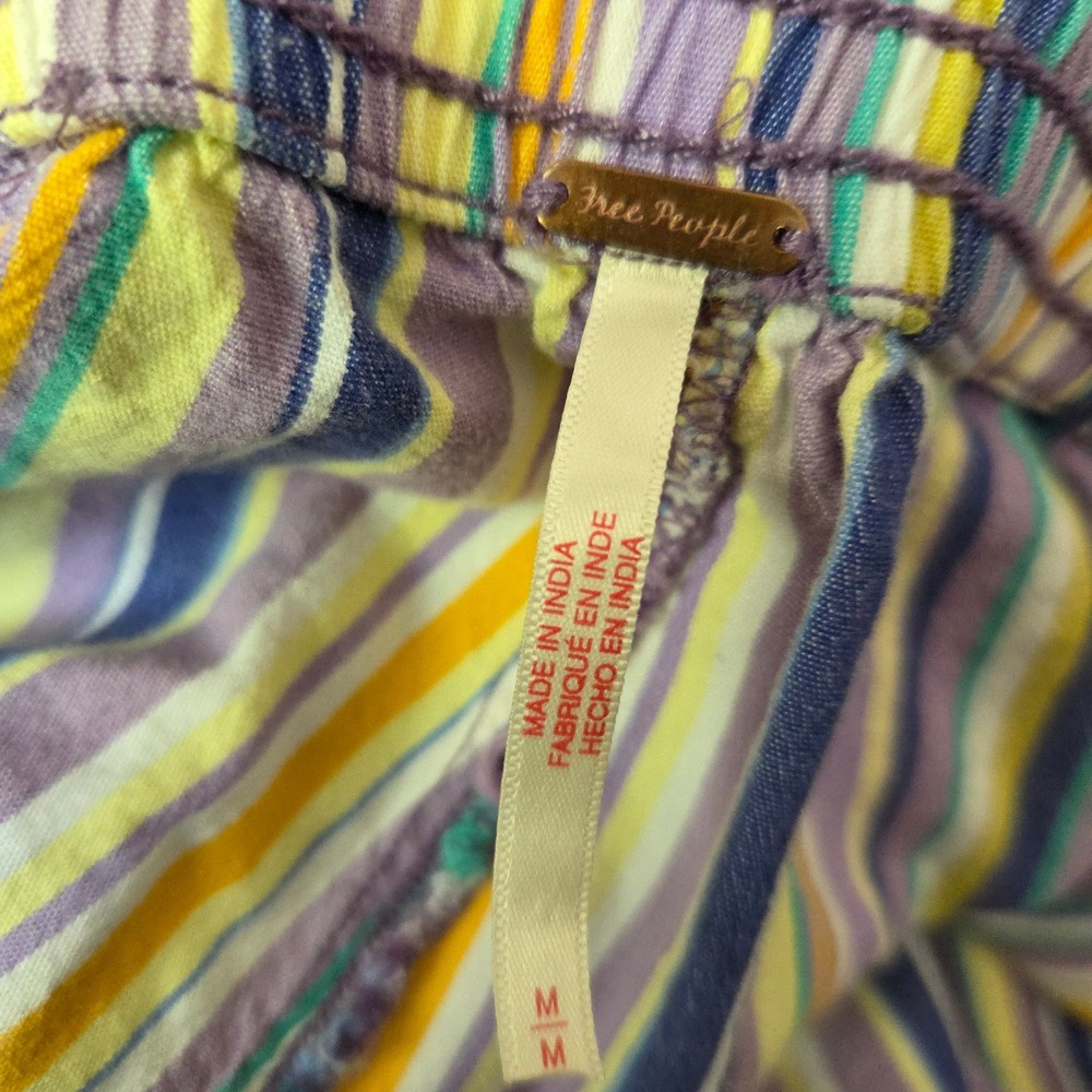 Free People Striped Saylor Poplin Pull On Shorts Purple Yellow Blue‎ Medium - Picture 4 of 6